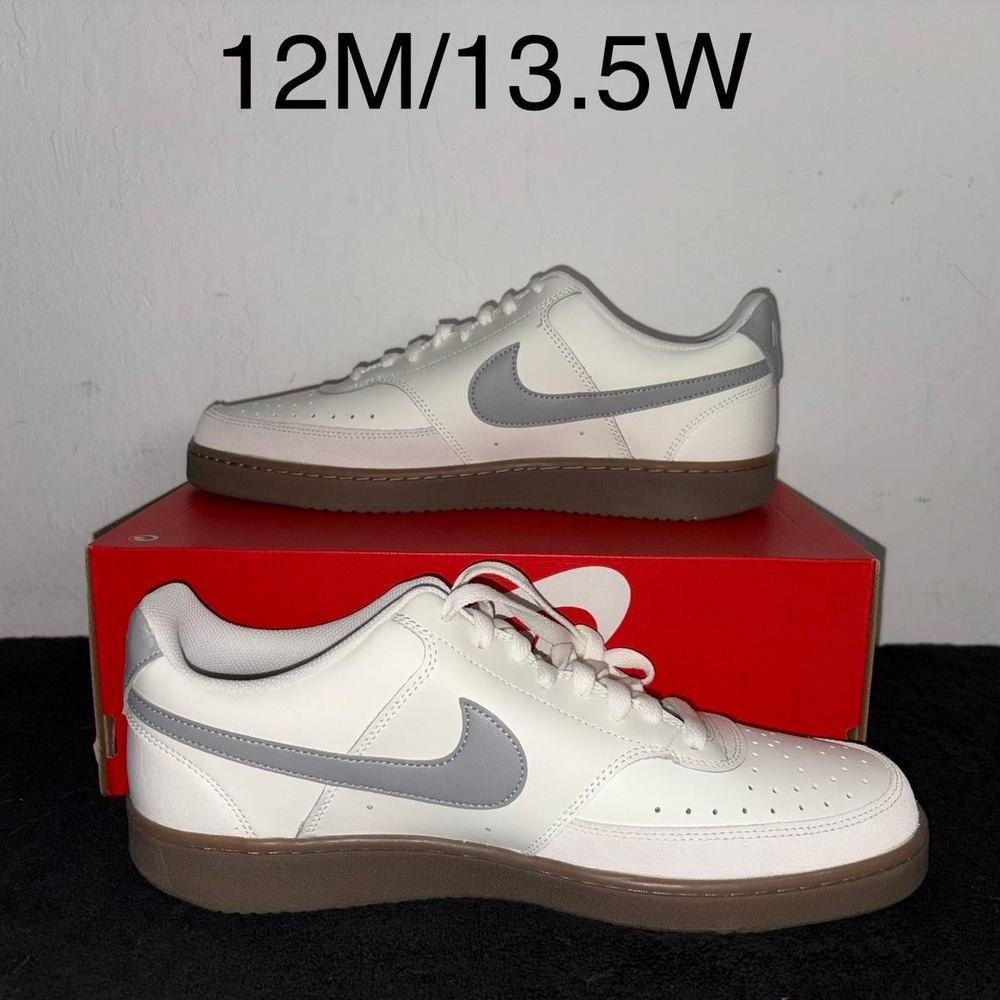 Nike Court Vision Low Sail Light Smoke Grey Gum Size 12 Men Brand New HV2530-100